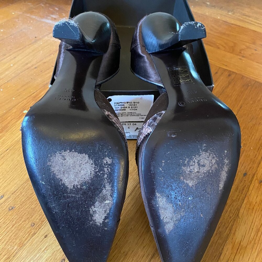 Vintage Gucci Python Satin Pumps Python Heels Siz… - image 6